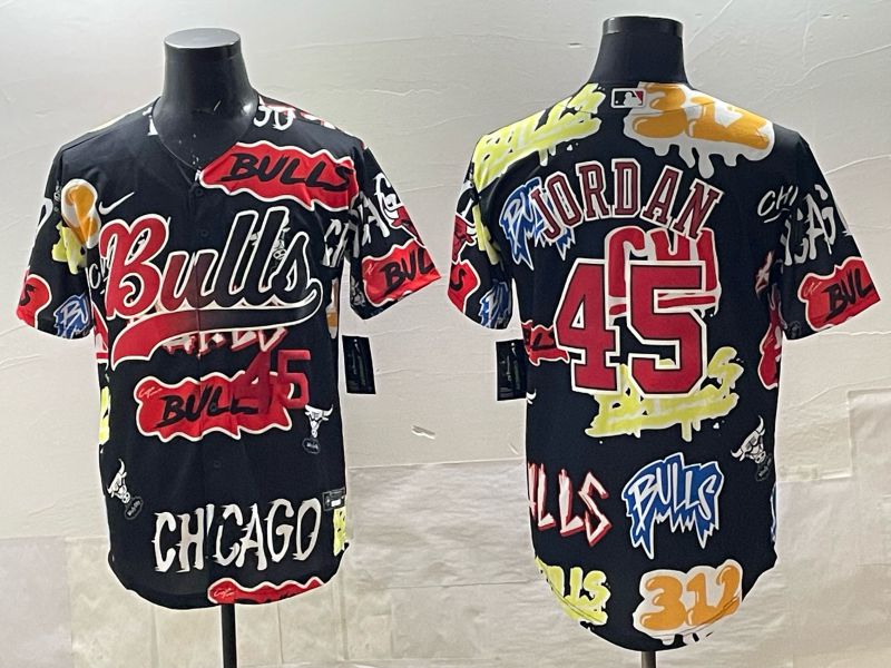 Men Chicago Bulls Nike #45 Jordan black NBA 2025 Jersey style 03